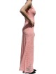 Robe longue en dentelle rose sans manches sur Lutine.fr